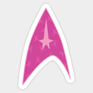 Pocket (combadge) size - Starfleet Delta with pink ribbons - Fanart for the cure Sticker